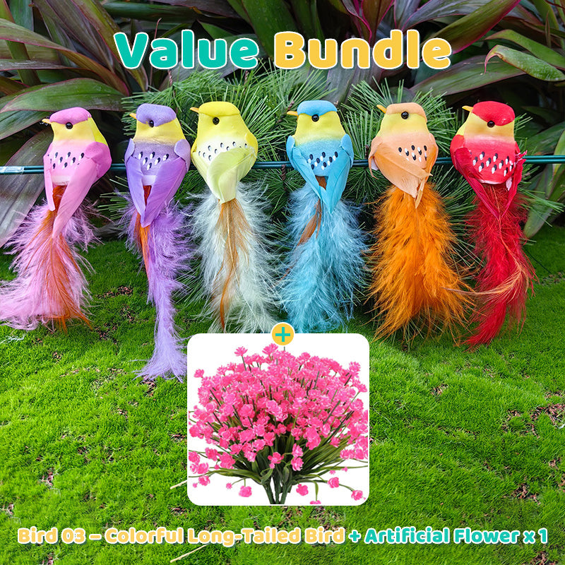 12PCS Artificial Feathered Birds with Clips