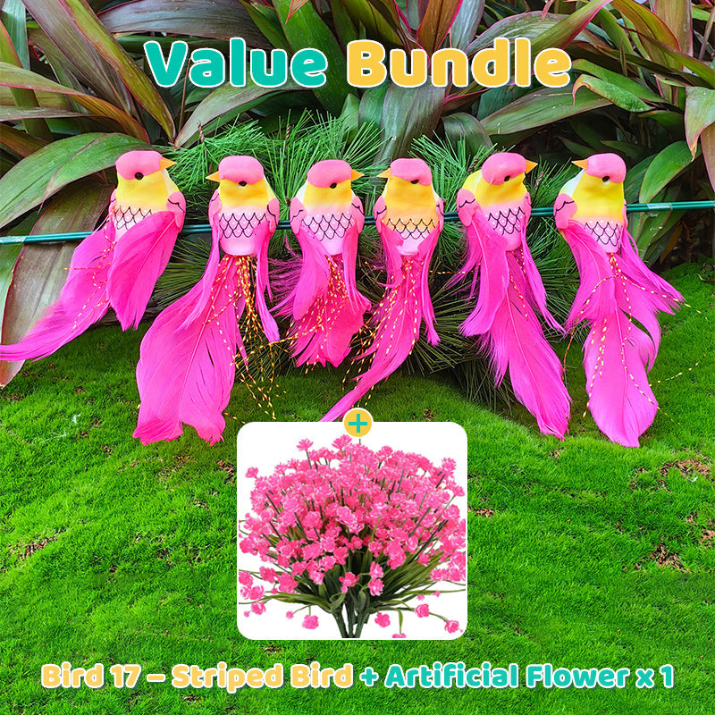 12PCS Artificial Feathered Birds with Clips