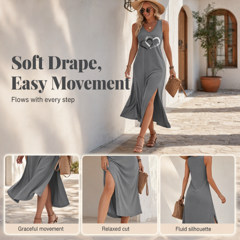 🕊️ Ärmelloses, locker sitzendes Tanktop-Kleid für Damen – dein neues Lieblingsstück für entspannte Sommertage. Einfach anziehen, wohlfühlen, losgehen! ☀️👗