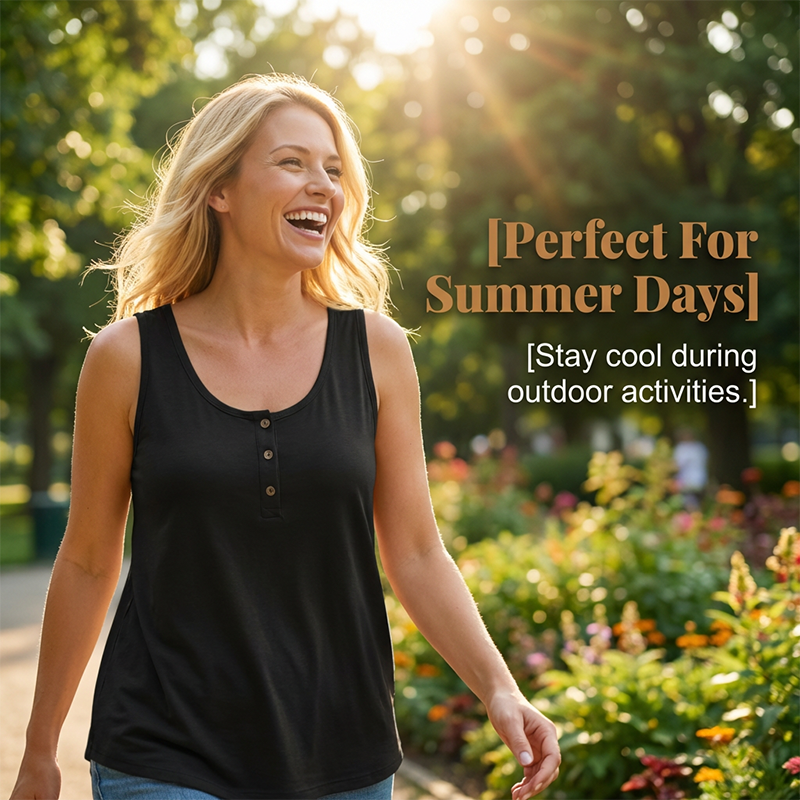 Damen Plus Size Henley Tank Top