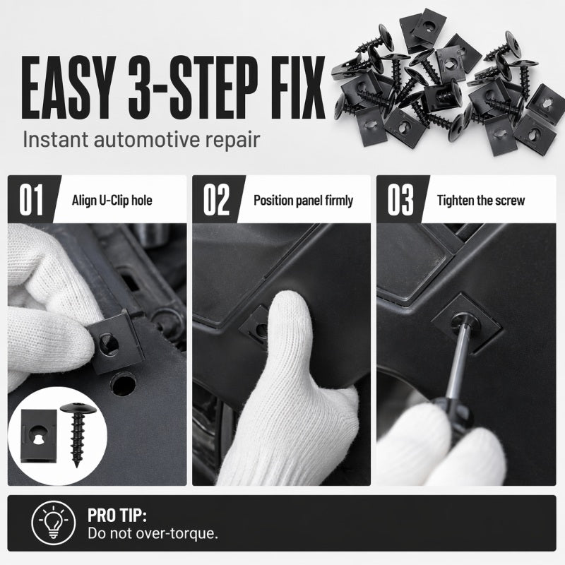 🔩 50% RABATT! 🚗 Universelles Auto-Metall-U-Clip- & Schraubenset – Rostfrei, vielseitig & einfach zu montieren – Ideal für Karosserie, Innenraum & Reparaturen 🛠️
