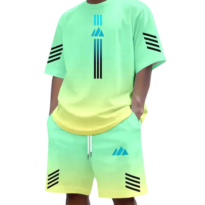 👕 50% RABATT! ☀️ Herren Sommer T-Shirt & Shorts Zweiteiler – Farbverlauf-Design, atmungsaktiv & leicht – Perfekt für heiße Tage & lässige Outfits 🩳