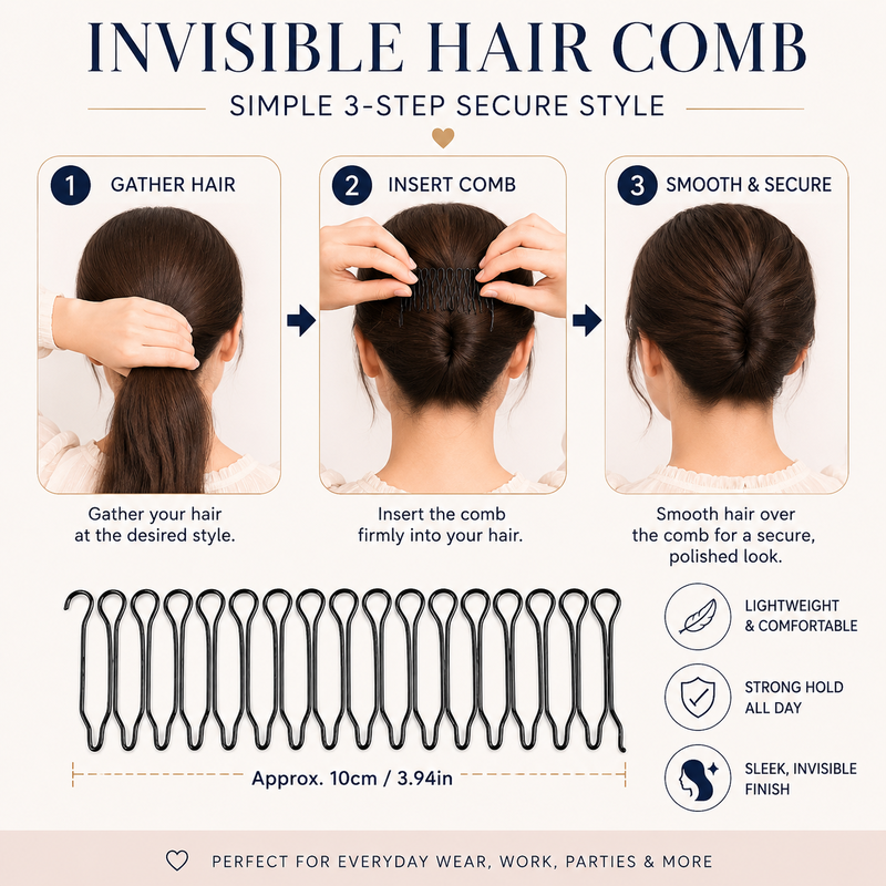 Peigne flexible « Invisible Grip » pour cheveux rebelles