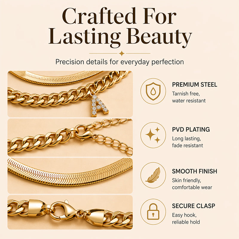 🌸 50% OFF NOW! 🌸Dainty Layered Gold Initial Anklets for Women