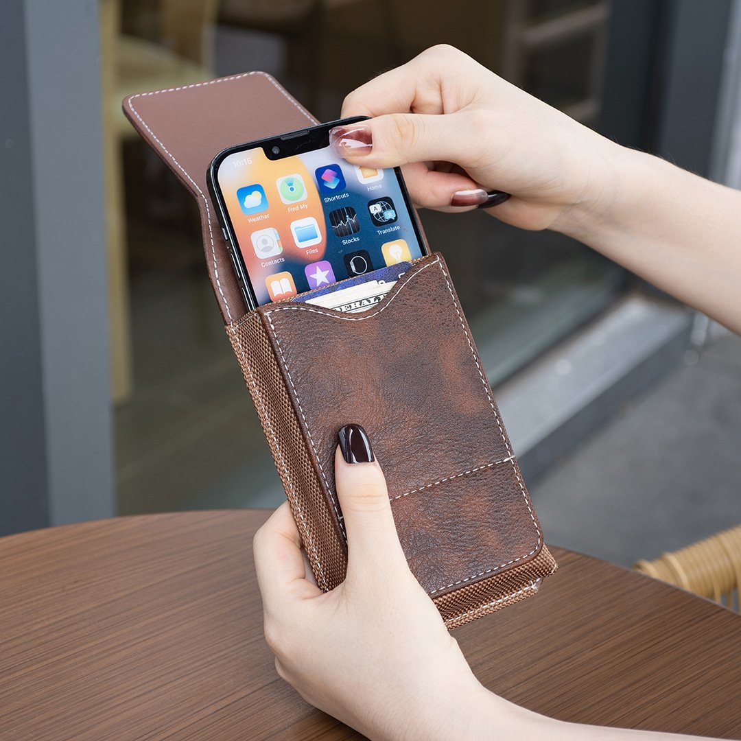 ⚡ Großer Rabatt | Gürteltasche für Smartphones 📱 Mehrfach-Tasche aus Leder mit Kartenfach