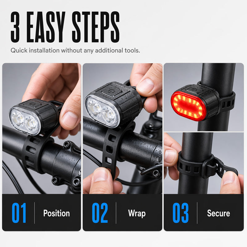 🚴【Limitiertes Angebot – 50% Rabatt】💡 USB-aufladbares Fahrradlicht-Set – Helles LED-Licht, USB-aufladbar & einfache Montage – Perfekt für Nachtfahrten & städtisches Pendeln 🚦