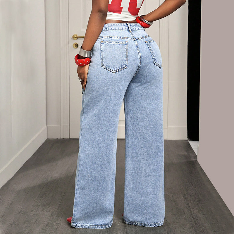 👖 50% RABATT! ⌛ Damen asymmetrische Weitbein-Jeans – Moderne Passform, bequem & vielseitig – Ideal für Alltag & trendige Looks ✨