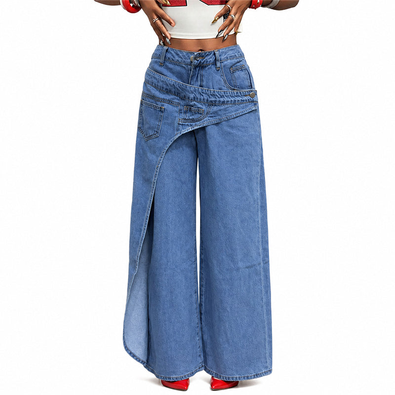 👖 50% RABATT! ⌛ Damen asymmetrische Weitbein-Jeans – Moderne Passform, bequem & vielseitig – Ideal für Alltag & trendige Looks ✨