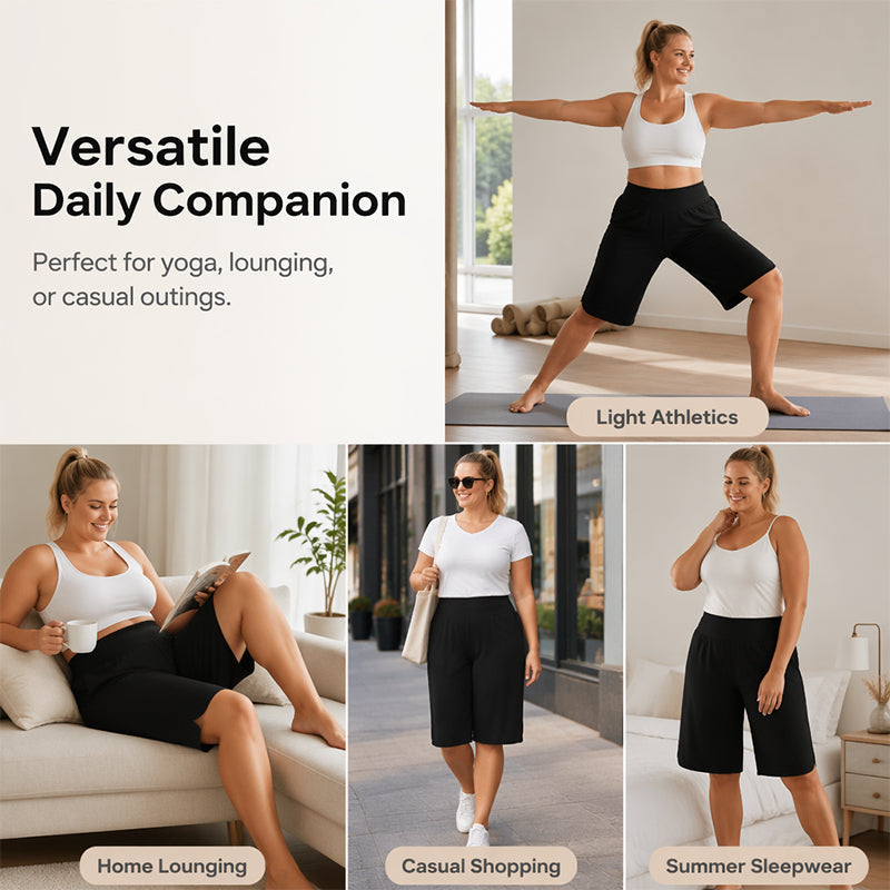 📢📢40% RABATT !!⏰Damen Lässige Weite-Bein Knielange Shorts