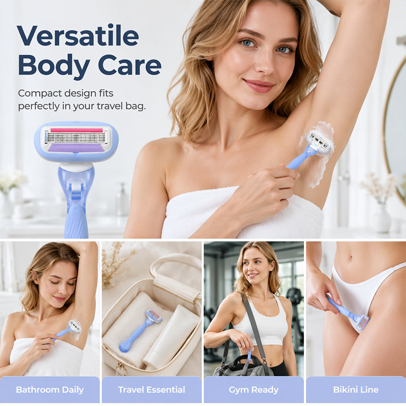 🔥Heißer Sale 50% RABATT🔥 Damenrasierer mit 5 Klingen – Ergonomischer, rutschfester Griff, kompatibel mit Nachfüllklingen 🪒