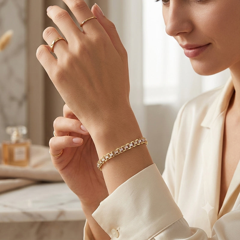 📢📢50% RABATT !!⏰Damen-Armband mit angesetzter Goldkette