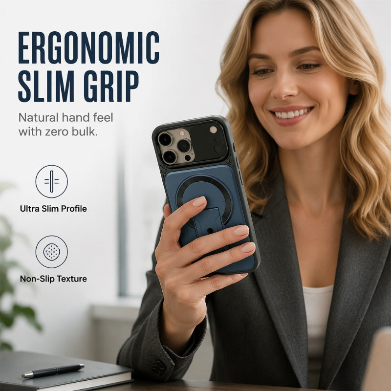 ✨ Eine Hülle, drei Upgrades – Magnetverschluss, aufklappbare Objektivabdeckung und platzsparender Ständer. Passend für iPhone 13–17. Versand aus Großbritannien