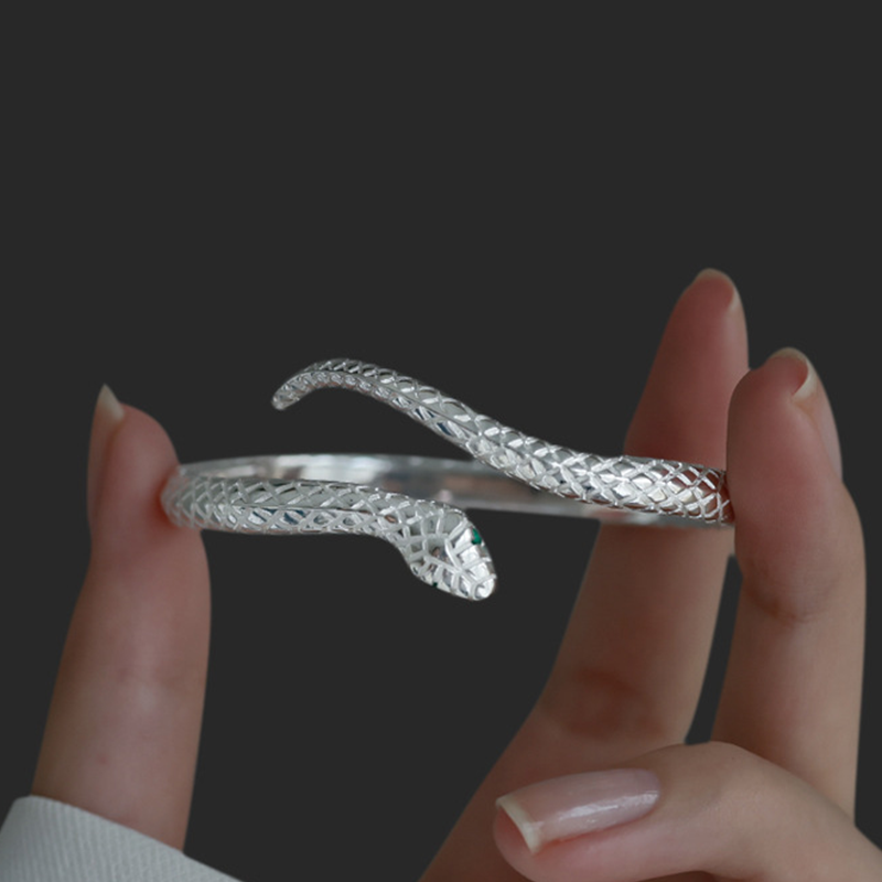 🐍 50% RABATT! ✨ Vintage Schlangen-Armreif – Verstellbar, mit Schuppendetails & grünen Augen – Einzigartiges Accessoire mit Charakter 🖤