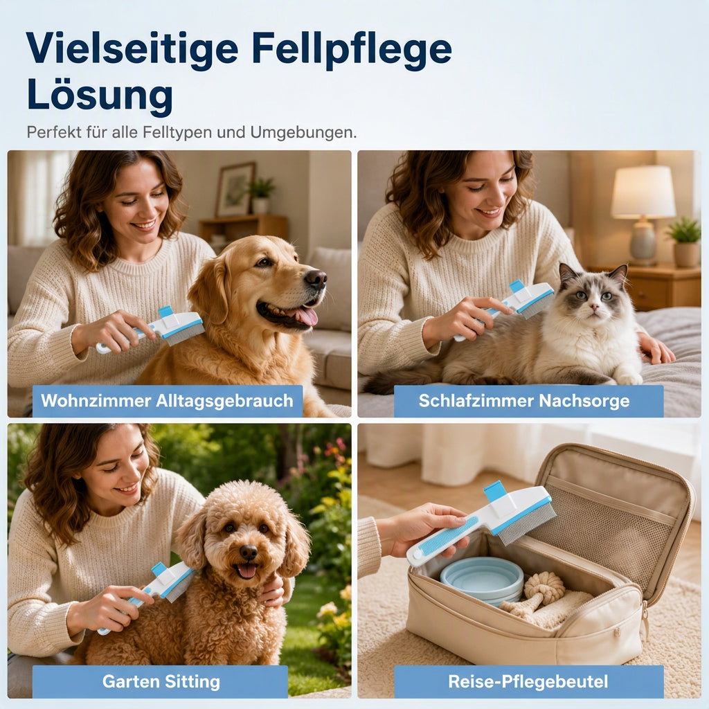 Selbstreinigende Fellbürste für Haustiere mit Ein-Klick-Entriegelung