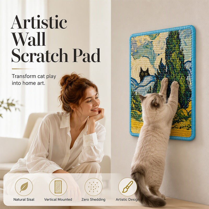 🐱 50% RABATT! 🎨 Wandmontiertes Sisal-Kratzboard – Dekorativ, robust & kratzfest – Perfekt für katzenfreundliche Wohnungen & Möbelschutz 🌿