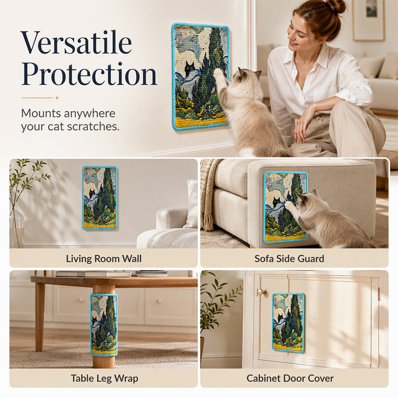 🐱 50% RABATT! 🎨 Wandmontiertes Sisal-Kratzboard – Dekorativ, robust & kratzfest – Perfekt für katzenfreundliche Wohnungen & Möbelschutz 🌿