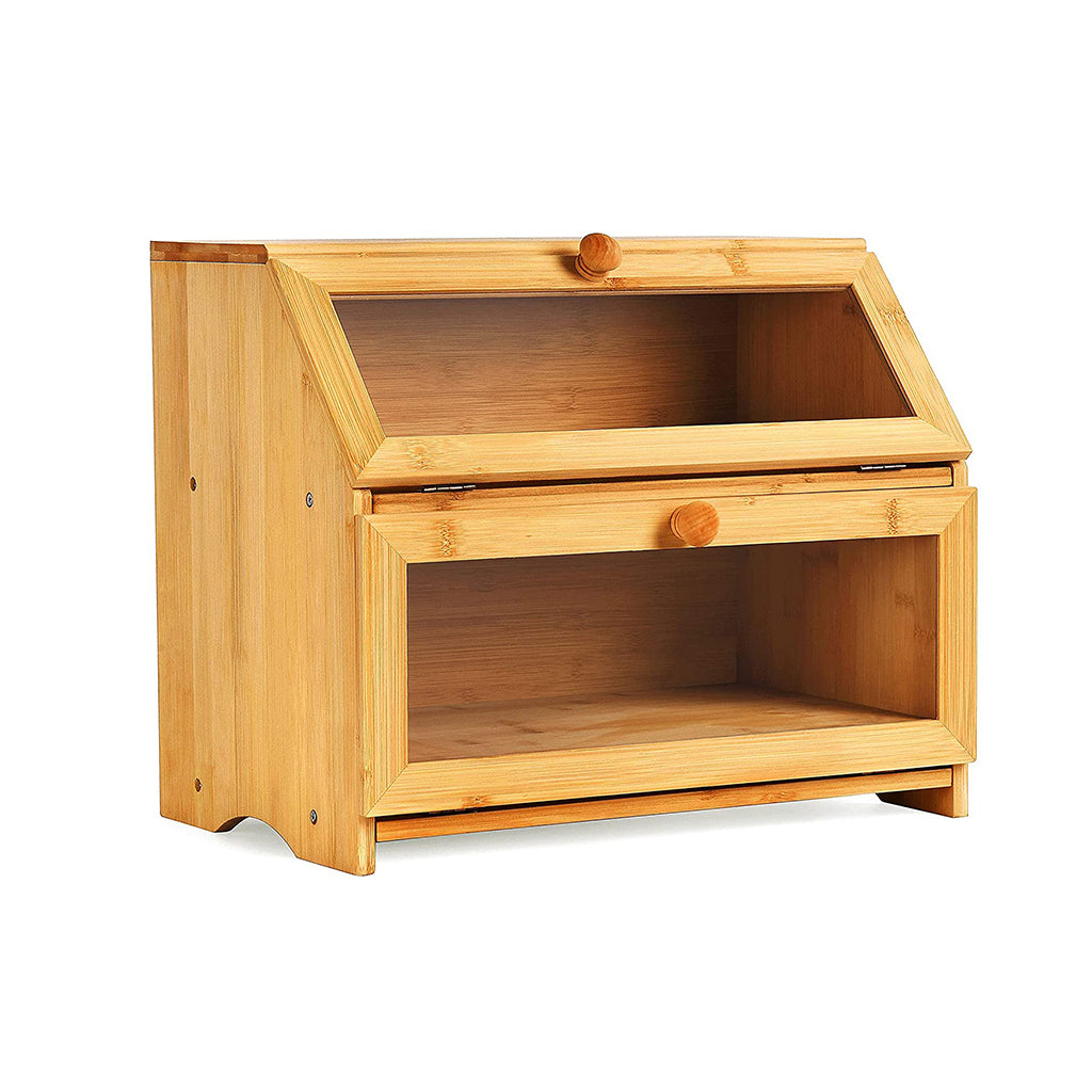 Bamboo Double-Layer Bread Storage Box