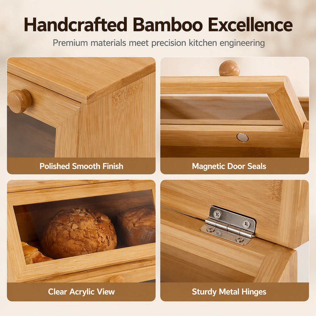 Bamboo Double-Layer Bread Storage Box
