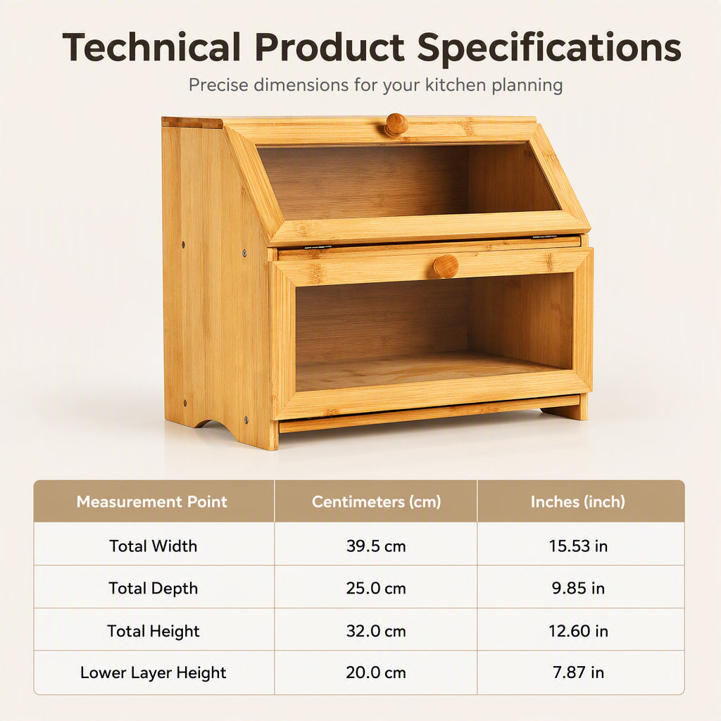 Bamboo Double-Layer Bread Storage Box