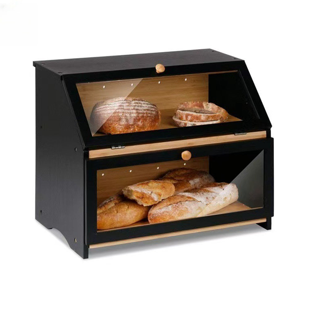 Bamboo Double-Layer Bread Storage Box