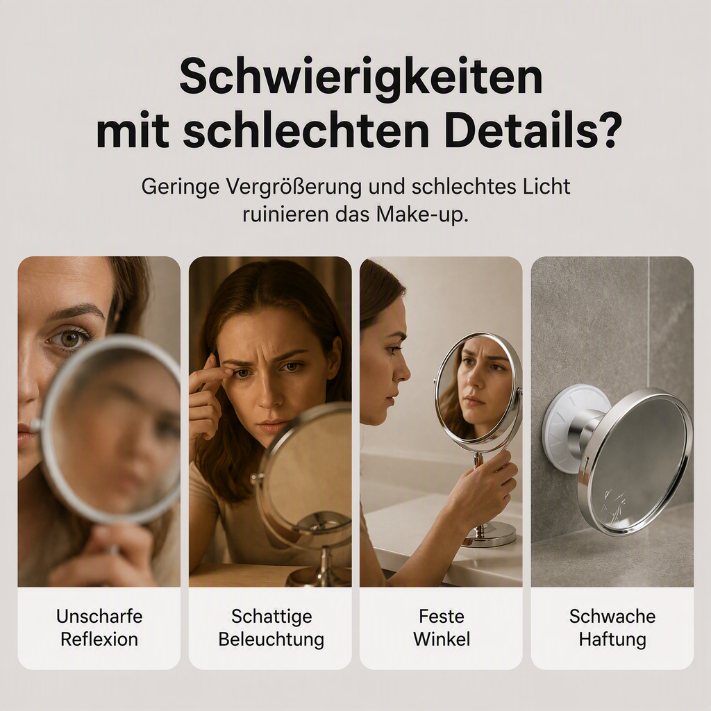 ❤️50% RABATT! LED-Schminkspiegel mit 10-facher Vergrößerung – Saugnapf-Befestigung, natürliche Lichtfarbe – ideal für Reise & Zuhause. 💡🌸