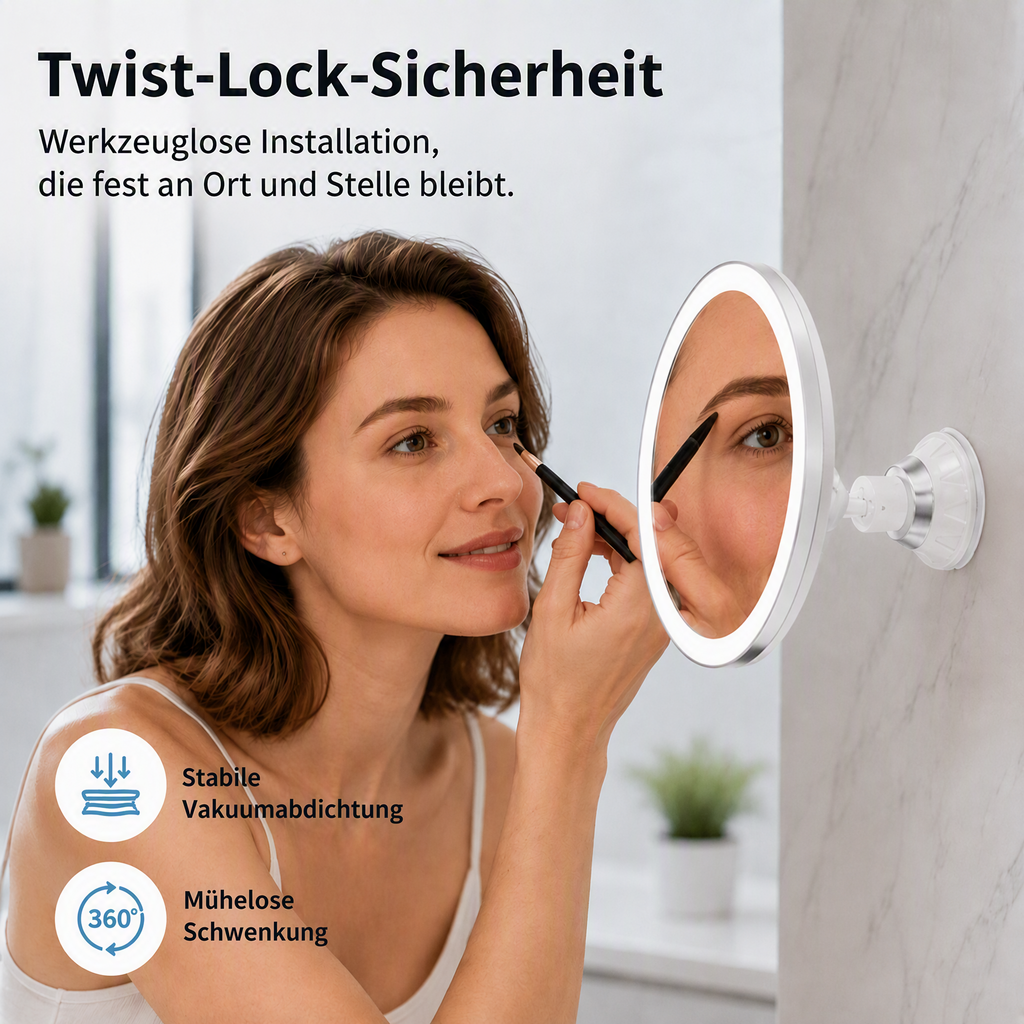 ❤️50% RABATT! LED-Schminkspiegel mit 10-facher Vergrößerung – Saugnapf-Befestigung, natürliche Lichtfarbe – ideal für Reise & Zuhause. 💡🌸