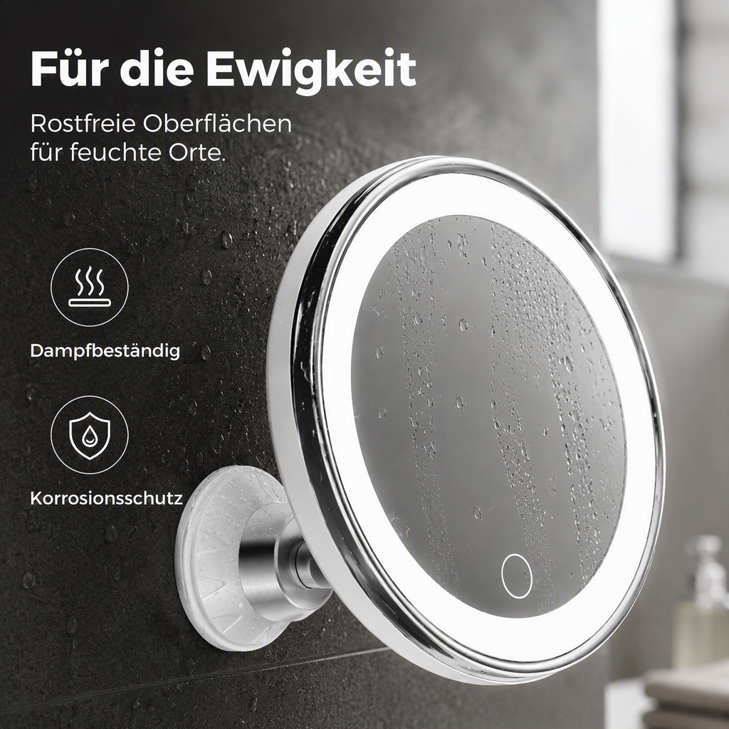 ❤️50% RABATT! LED-Schminkspiegel mit 10-facher Vergrößerung – Saugnapf-Befestigung, natürliche Lichtfarbe – ideal für Reise & Zuhause. 💡🌸