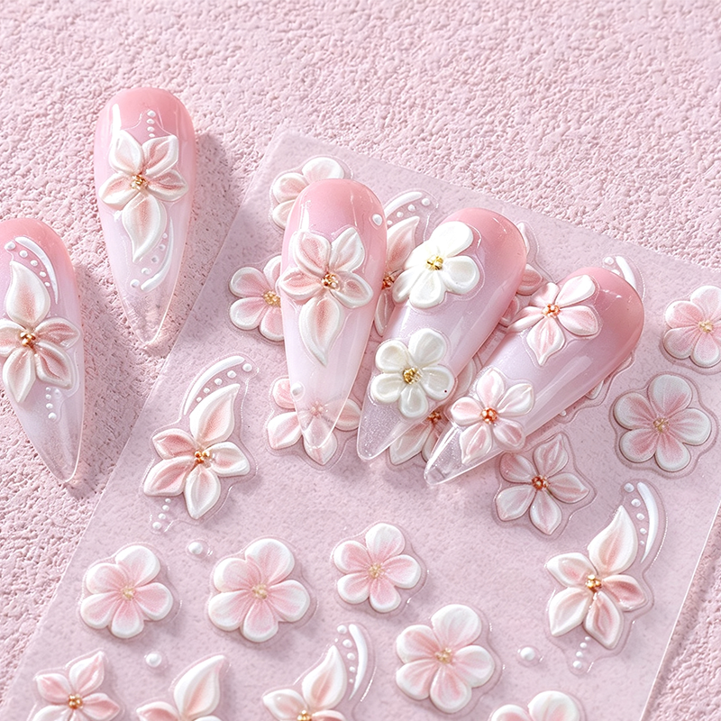 🌸🔥1 kaufen, 1 gratis💅 5D Blumen-Nagelsticker🌺