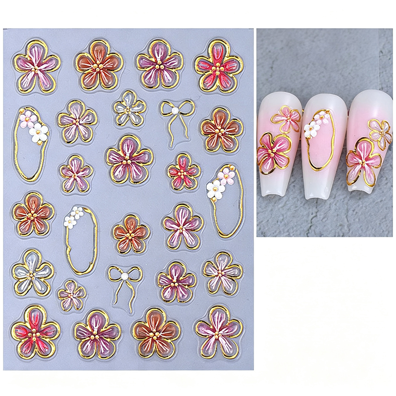 🌸🔥1 kaufen, 1 gratis💅 5D Blumen-Nagelsticker🌺