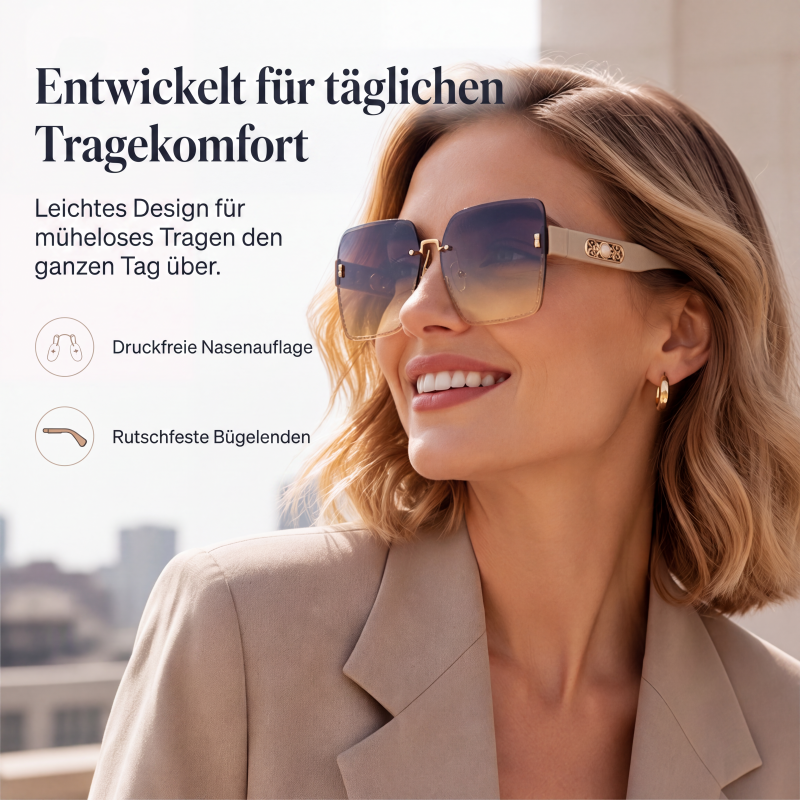 Randlose eckige Sonnenbrille für Damen