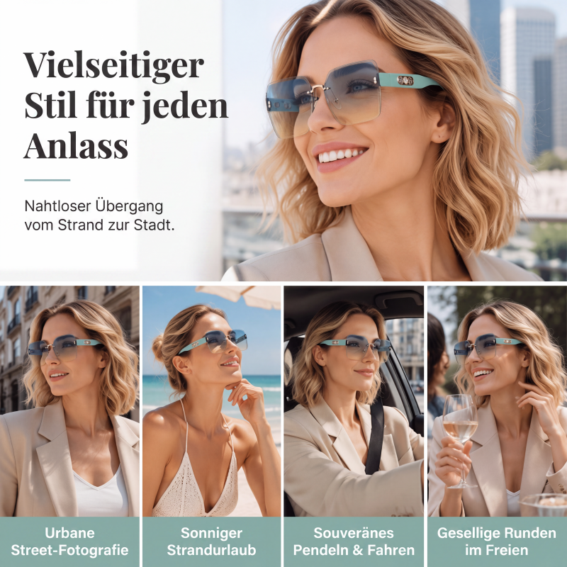 Randlose eckige Sonnenbrille für Damen