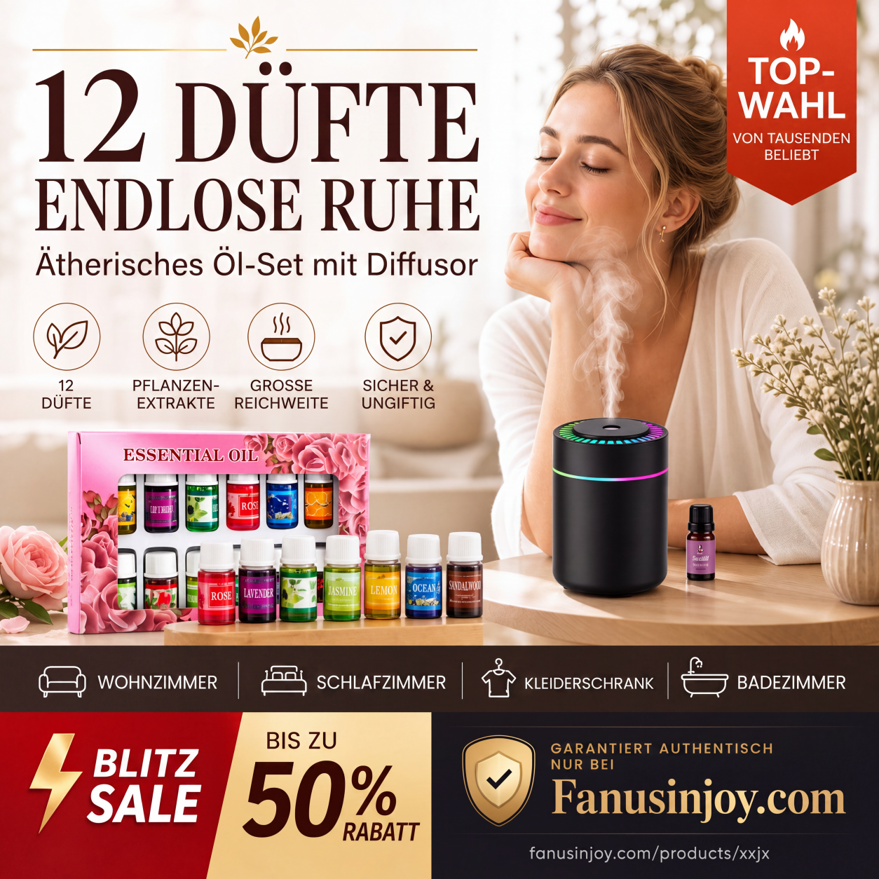 🎁🌺Der frische Duft hebt Ihre Stimmung! 🌷12er-Set wasserlösliche ätherische Öle