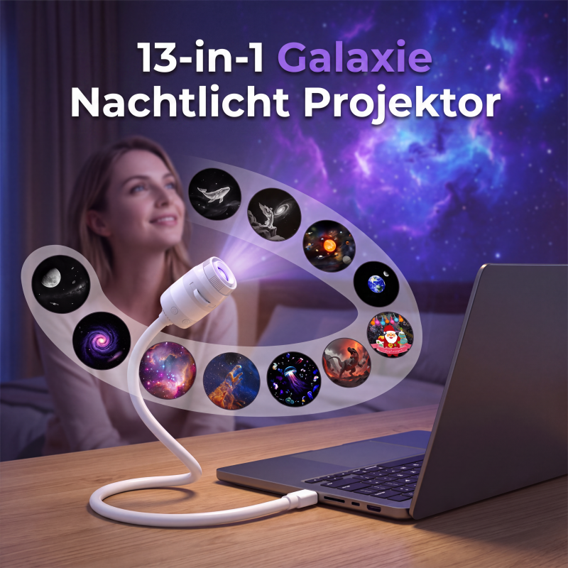 Galaxy-Projektorlampe mit Sternscheiben