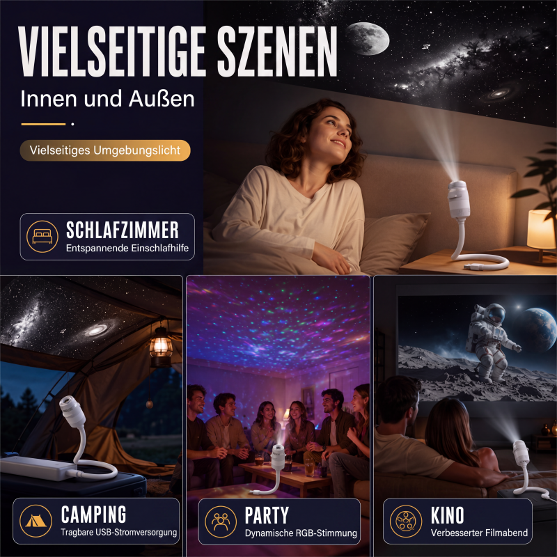 Galaxy-Projektorlampe mit Sternscheiben