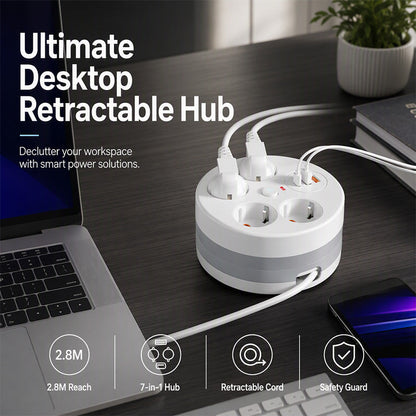 🔌 Limitierte Aktion – 50% RABATT! ⚡ Steckdosenleiste mit Kabelaufroller – 4-fach, USB-Anschlüsse & 2,8 m einziehbares Kabel – Perfekte Ordnung für Zuhause & Büro ✨