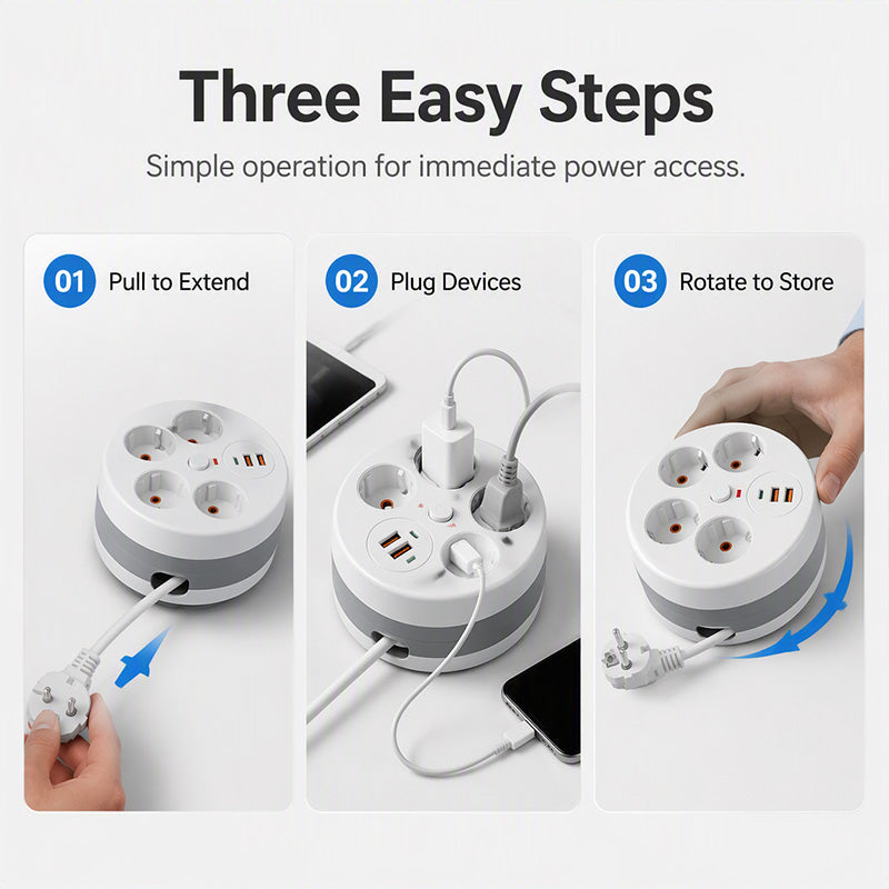 🔌 Limitierte Aktion – 50% RABATT! ⚡ Steckdosenleiste mit Kabelaufroller – 4-fach, USB-Anschlüsse & 2,8 m einziehbares Kabel – Perfekte Ordnung für Zuhause & Büro ✨