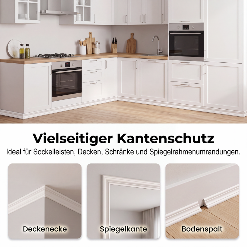Flexibles Formleistenband für Wandkanten
