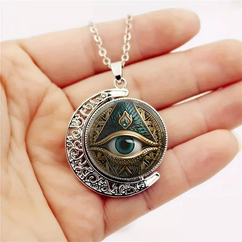 👁️ -50% ! ✨ Anhänger-Halskette Allsehendes Auge Vintage – Zinklegierung – Gold/Silber – Mysteriöses Retro-Design für Alltag und Abend 🖤