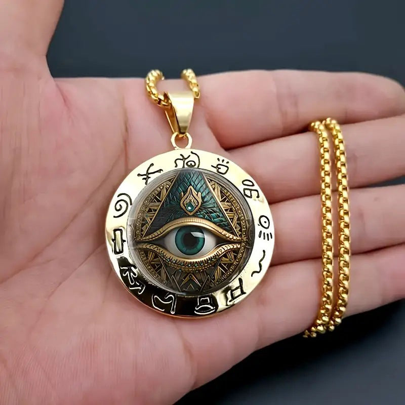 👁️ -50% ! ✨ Anhänger-Halskette Allsehendes Auge Vintage – Zinklegierung – Gold/Silber – Mysteriöses Retro-Design für Alltag und Abend 🖤