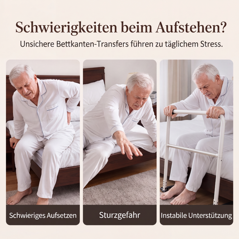 🛏️ Betthilfegitter mit Sicherheitsgurt – höhenverstellbar, rutschfest & stabil – für sicheres Aufstehen von Senioren und Menschen mit eingeschränkter Mobilität