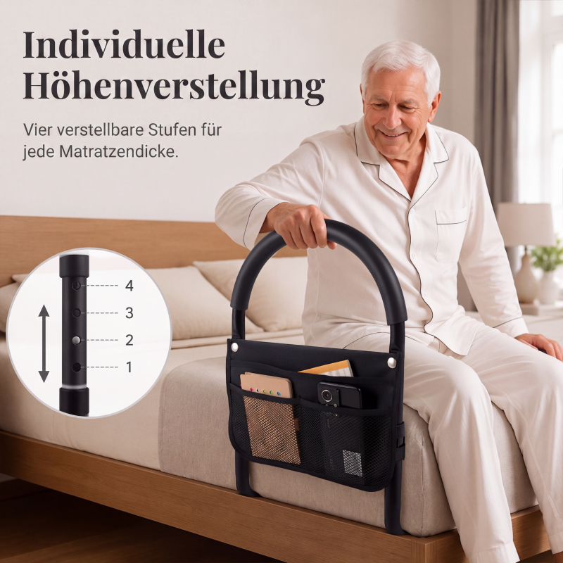 🛏️ Betthilfegitter mit Sicherheitsgurt – höhenverstellbar, rutschfest & stabil – für sicheres Aufstehen von Senioren und Menschen mit eingeschränkter Mobilität