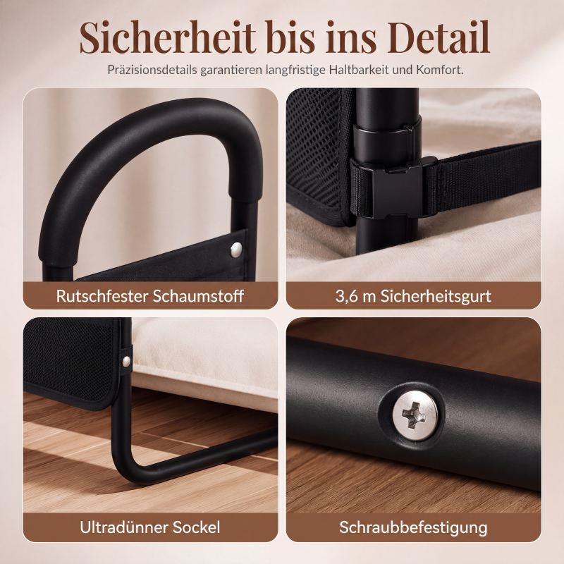 🛏️ Betthilfegitter mit Sicherheitsgurt – höhenverstellbar, rutschfest & stabil – für sicheres Aufstehen von Senioren und Menschen mit eingeschränkter Mobilität