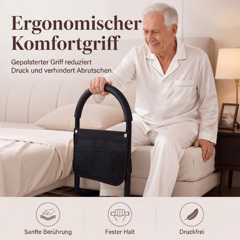 🛏️ Betthilfegitter mit Sicherheitsgurt – höhenverstellbar, rutschfest & stabil – für sicheres Aufstehen von Senioren und Menschen mit eingeschränkter Mobilität