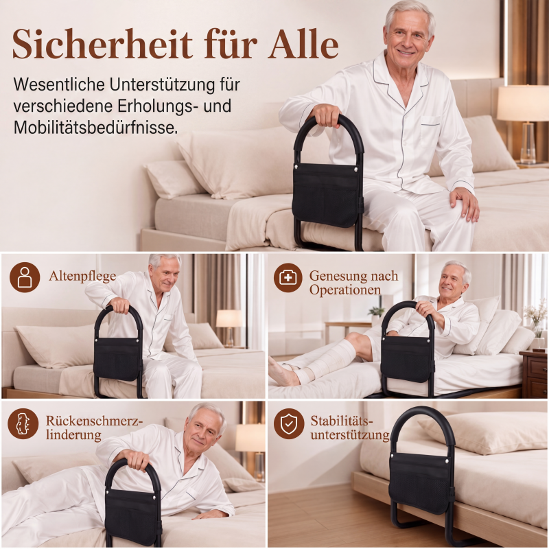 🛏️ Betthilfegitter mit Sicherheitsgurt – höhenverstellbar, rutschfest & stabil – für sicheres Aufstehen von Senioren und Menschen mit eingeschränkter Mobilität