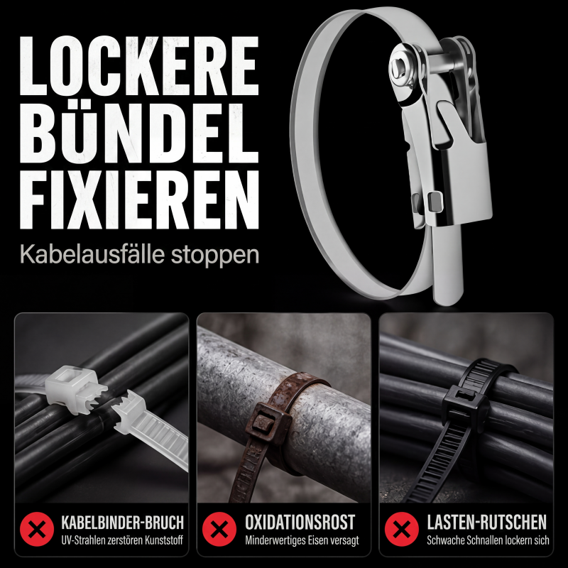 📢📢50% RABATT !!⏰Hochleistungs-Kabelbinder aus Edelstahl mit Klappverschluss