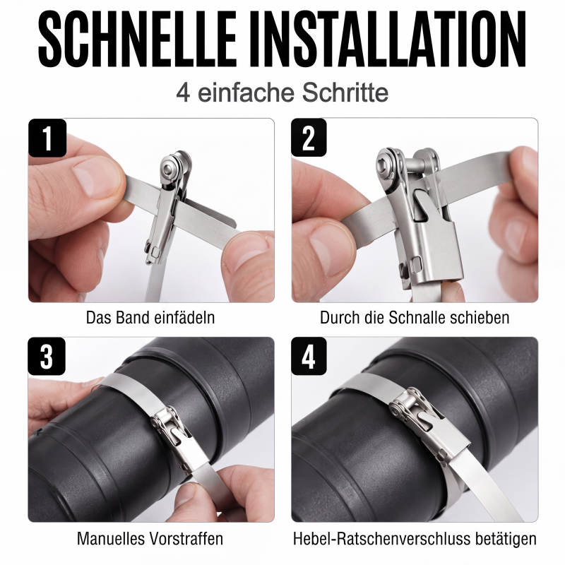 📢📢50% RABATT !!⏰Hochleistungs-Kabelbinder aus Edelstahl mit Klappverschluss