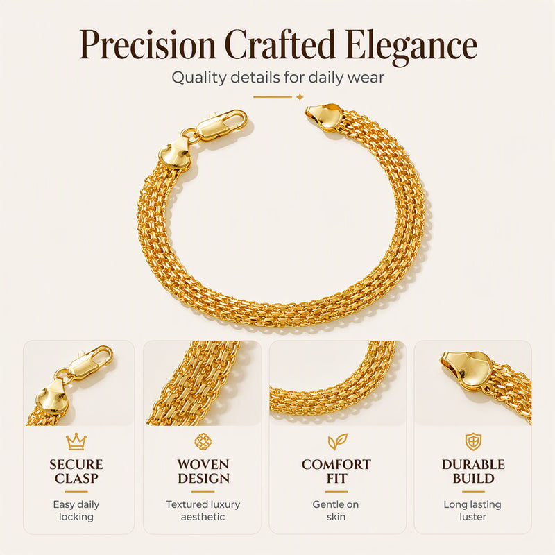 💎 56% RABATT! ✨ 14K vergoldetes breites Mesh-Armband – Luxuriöses Design, langlebig & elegant – Perfektes Geschenk für sie 🎁