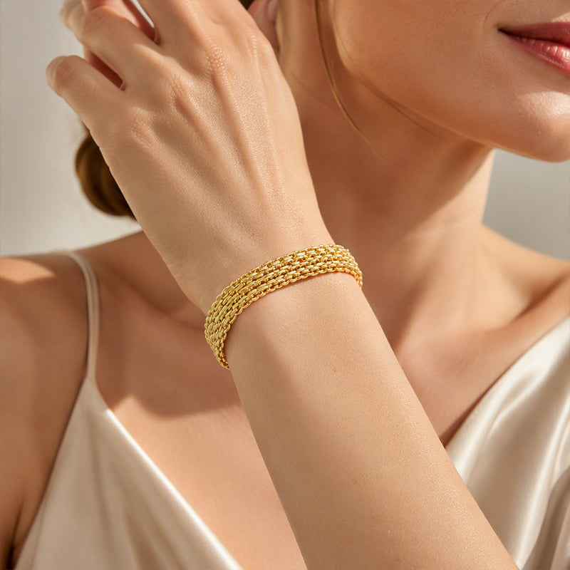 💎 56% RABATT! ✨ 14K vergoldetes breites Mesh-Armband – Luxuriöses Design, langlebig & elegant – Perfektes Geschenk für sie 🎁
