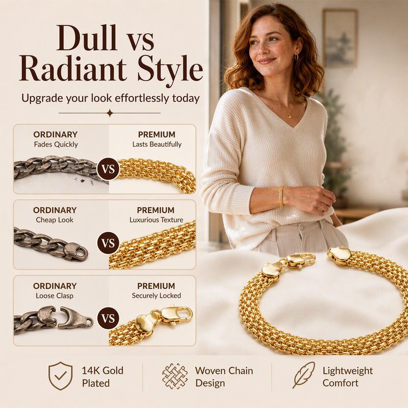 💎 56% RABATT! ✨ 14K vergoldetes breites Mesh-Armband – Luxuriöses Design, langlebig & elegant – Perfektes Geschenk für sie 🎁