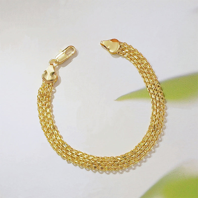 💎 56% RABATT! ✨ 14K vergoldetes breites Mesh-Armband – Luxuriöses Design, langlebig & elegant – Perfektes Geschenk für sie 🎁